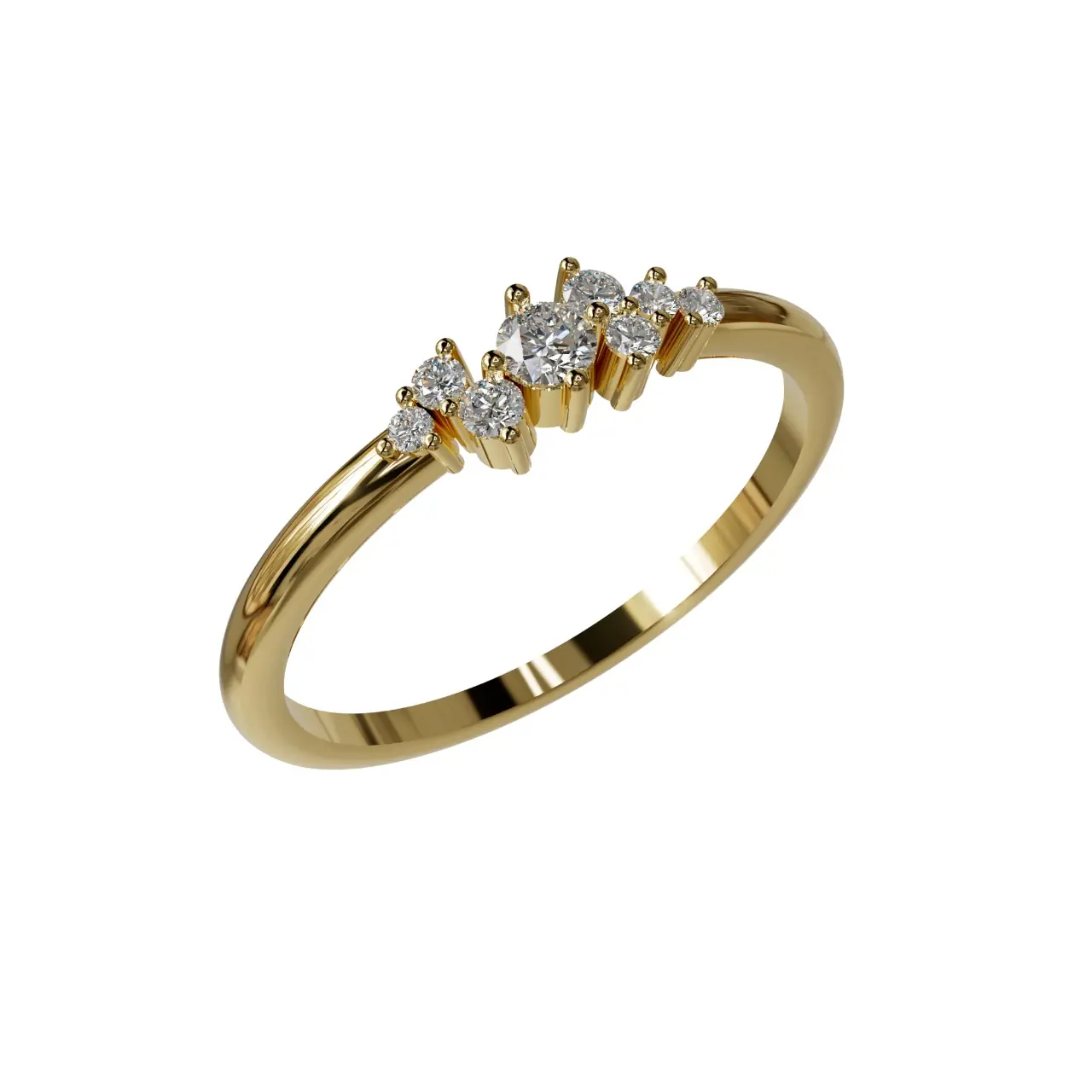 Modélisation en trois dimensions d'une bague de fiançailles en or et diamants